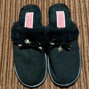 Kate Spade Black Fuzzy Women's Slippers